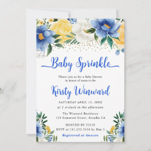 Boho Blue und Yellow Summer Blume Baby Sprinkle Einladung