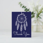 Boho Blue Vielen Dank Dream Catcher Native America Postkarte (Stehend Vorderseite)