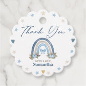 Boho Blue Watercolor Babydusche Geschenkanhänger (Vorderseite)