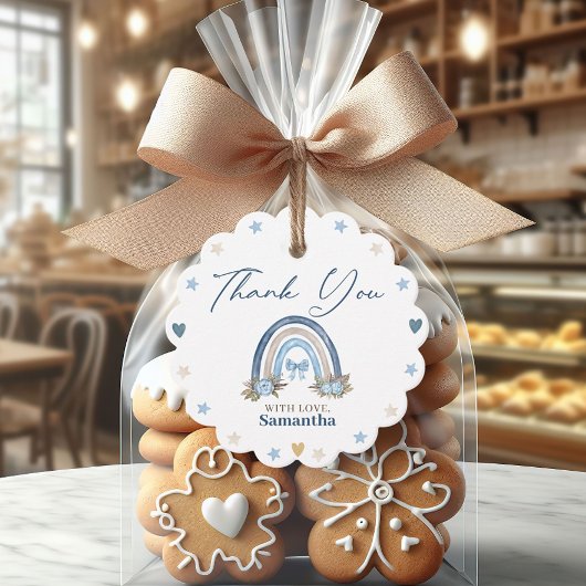 Boho Blue Watercolor Babydusche Geschenkanhänger