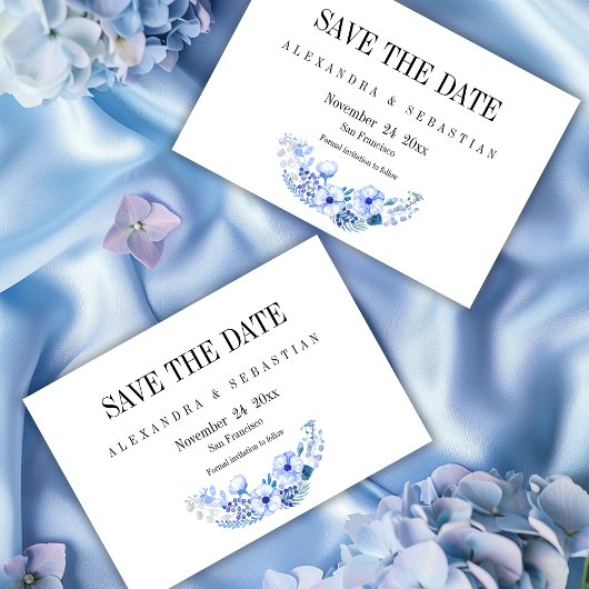 Boho Blue Watercolor Blume Hochzeit Save The Date