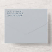 Boho Blue Watercolor Blumenmuster Hochzeit All In One Einladung (Rückseite)