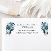 Boho Blue Watercolor Floral Rücksendeadresse (Insitu)