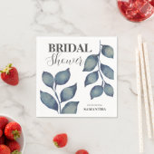Boho Blue Watercolor Foliage Brautparty Serviette (Beispiel)