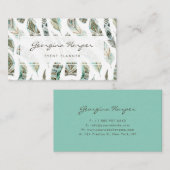 Boho Blue Watercolor Tribal Feathtern Muster Visitenkarte (Vorne/Hinten)