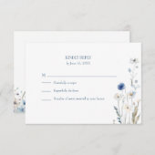 Boho Blue Watercolor Wildflowers Wedding RSVP Card (Vorne/Hinten)