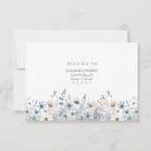 Boho Blue Watercolor Wildflowers Wedding RSVP Card (Rückseite)