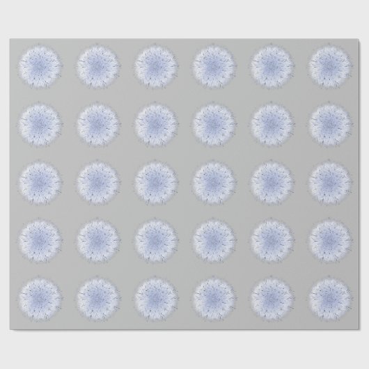 Boho Blue White Dandelion Wildblume Weed Gray Geschenkpapier (Flach)