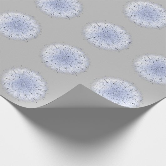 Boho Blue White Dandelion Wildblume Weed Gray Geschenkpapier (Ecke)