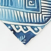 Boho Blue White Floral Hearts Abstrakt Fleecedecke (Ecke)