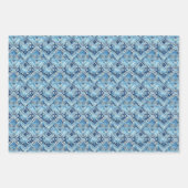 Boho Blue White Floral Hearts Abstrakt Geschenkpapier Set (Vorderseite)