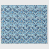 Boho Blue White Floral Hearts Birthday Geschenkpapier (Flach)