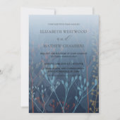 Boho Blue Wild Grasses & Foliage Wedding Einladung (Vorderseite)