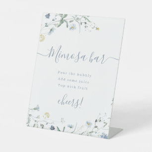 Boho Blue Wildblume Skript Brautparty Mimosa Sockelschild