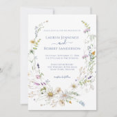 Boho Blue Wildblume Wedding Einladung (Vorderseite)