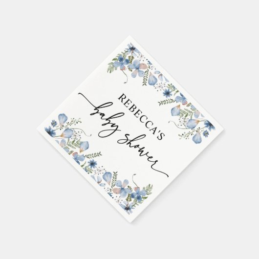 Boho Blue Wildblumen Babydusche Napkins Serviette (Ecke)