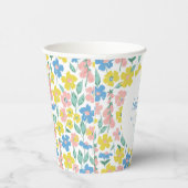 Boho Blue Yellow Ditsy Floral Custom Baby Dusche Pappbecher (Rechts)