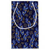 Boho Blue Yellow Hanukkah Botanical Custom Kleine Geschenktüte (Rückseite)