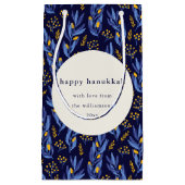 Boho Blue Yellow Hanukkah Botanical Custom Kleine Geschenktüte (Vorderseite)