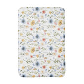 Boho Blue Yellow Pink Wildflower Watercolor Badematte (Vorderseite Vertikal)