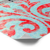 Boho Blue Zebra & Butterfliegen Damask Poster (Ecke)