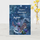 Boho Blue Zodiac Aquarius Constellation Geburtstag Karte (Gelbe Blume)