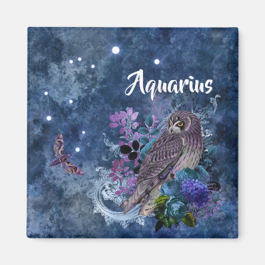 Boho Blue Zodiac Aquarius Constellation Magnet (Vorne)
