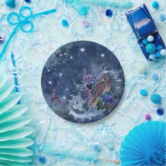 Boho Blue Zodiac Aquarius Constellation Pappteller (Party)