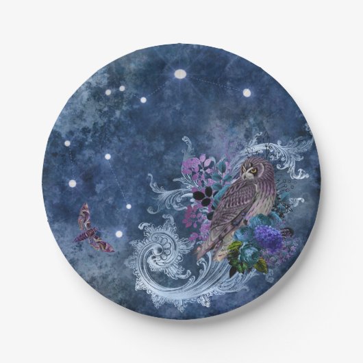 Boho Blue Zodiac Aquarius Constellation Pappteller (Vorderseite)
