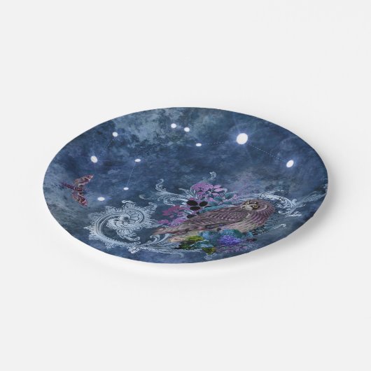 Boho Blue Zodiac Aquarius Constellation Pappteller (Schrägansicht)