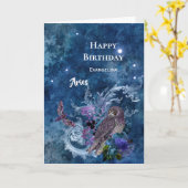 Boho Blue Zodiac Aries Constellation Geburtstag Karte (Gelbe Blume)