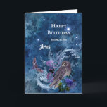 Boho Blue Zodiac Aries Constellation Geburtstag Karte<br><div class="desc">Das Sternbild Aries mit Eule und Motte.</div>