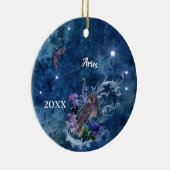 Boho Blue Zodiac Aries Constellation Keramik Ornament (Rechts)
