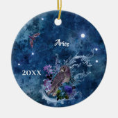 Boho Blue Zodiac Aries Constellation Keramik Ornament (Vorne)