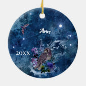 Boho Blue Zodiac Aries Constellation Keramik Ornament (Hinten)