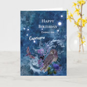 Boho Blue Zodiac Capricorn Constellation Geburtsta Karte (Gelbe Blume)