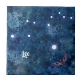 Boho Blue Zodiac Leo Constellation Fliese (Vorderseite)