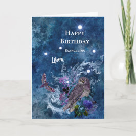 Boho Blue Zodiac Libra Constellation Geburtstag Karte