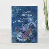 Boho Blue Zodiac Pisces Constellation Birthday Karte (Vorderseite)