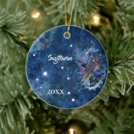 Boho Blue Zodiac Sagittarius Constellation Keramik Ornament