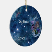 Boho Blue Zodiac Sagittarius Constellation Keramik Ornament (Rechts)
