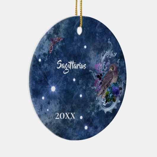 Boho Blue Zodiac Sagittarius Constellation Keramik Ornament (Rechts)