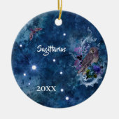 Boho Blue Zodiac Sagittarius Constellation Keramik Ornament (Vorne)