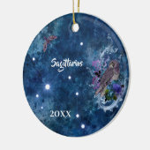 Boho Blue Zodiac Sagittarius Constellation Keramik Ornament (Links)