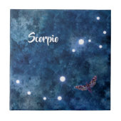 Boho Blue Zodiac Scorpio Constellation Fliese (Vorderseite)
