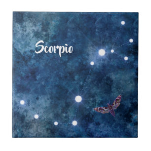 Boho Blue Zodiac Scorpio Constellation Fliese