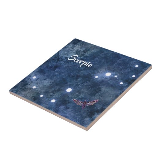 Boho Blue Zodiac Scorpio Constellation Fliese (Seite)