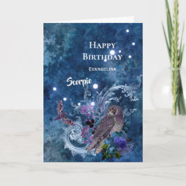 Boho Blue Zodiac Scorpio Constellation Geburtstag Karte