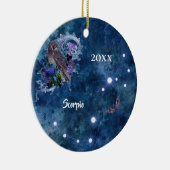 Boho Blue Zodiac Scorpio Constellation Keramik Ornament (Rechts)