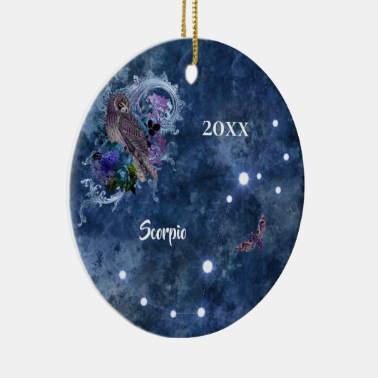 Boho Blue Zodiac Scorpio Constellation Keramik Ornament (Rechts)
